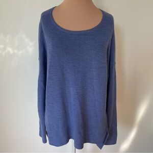 Eileen Fisher Fine Merino Links Pullover Periwinkle Blue Long Sleeve Sweater S